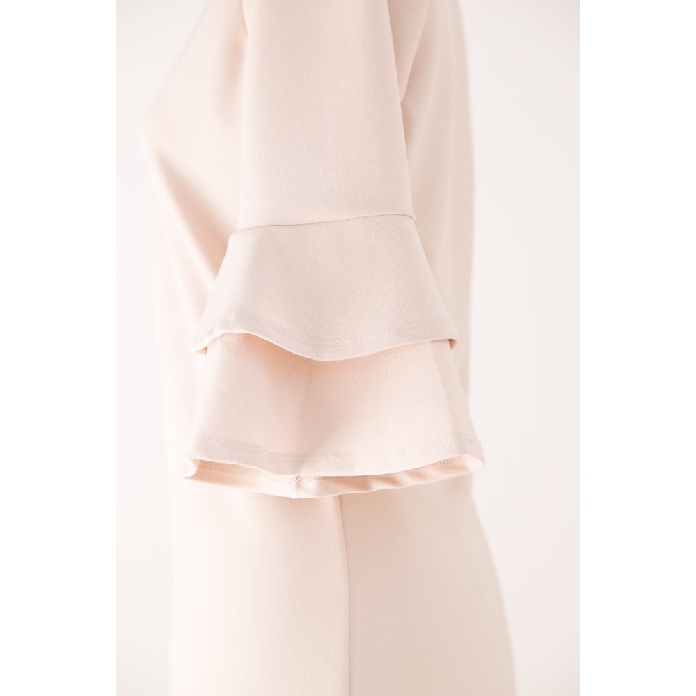 Womens Dress Ruffle Tiered Bell Sleeve B-Neck The Vanity Room Beige Sz S NEW - Picture 6 of 8